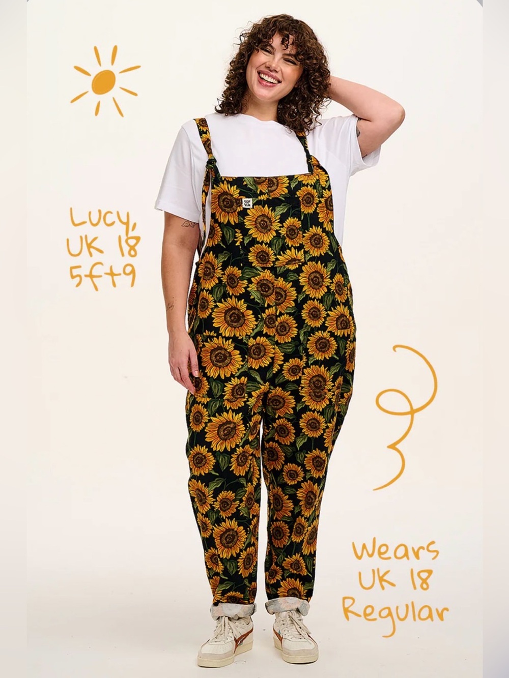 Lucy & Yak Sunflower Print Overalls Jumpsuit - Yellow & Black